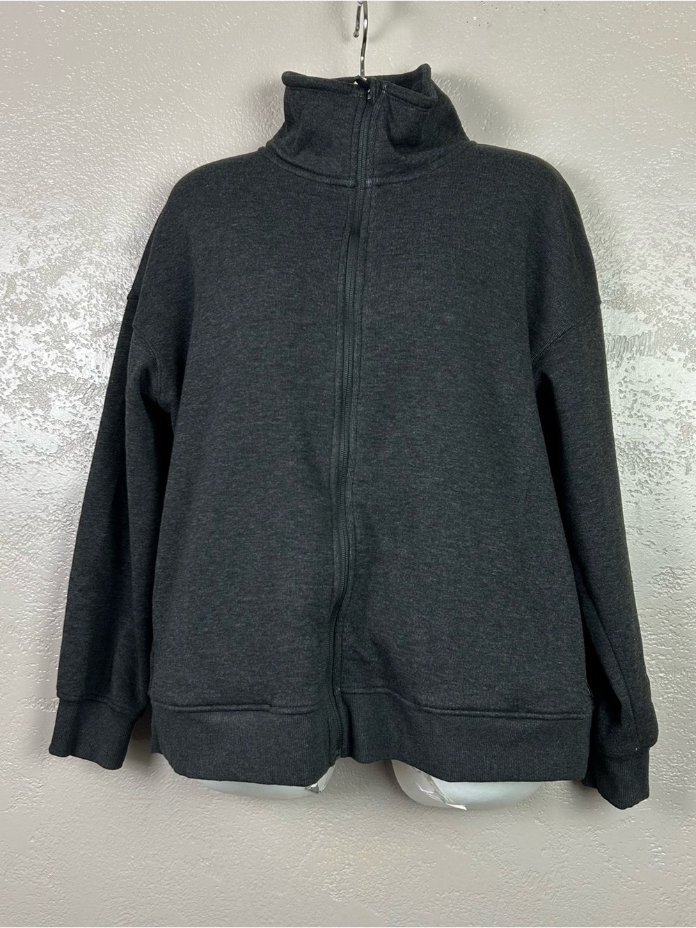 Mondetta Women's Charcoal Black Full-Zip Mock Neck Sweatshirt